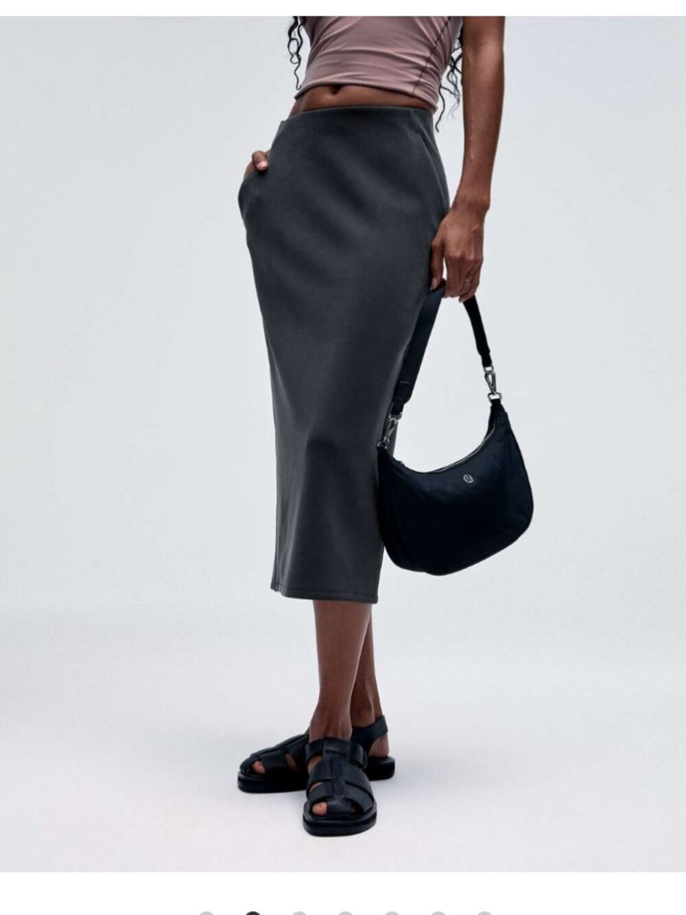 Lululemon Softstreme High-Rise Midi Skirt Black Dark Gray Women's 2 Athleisure